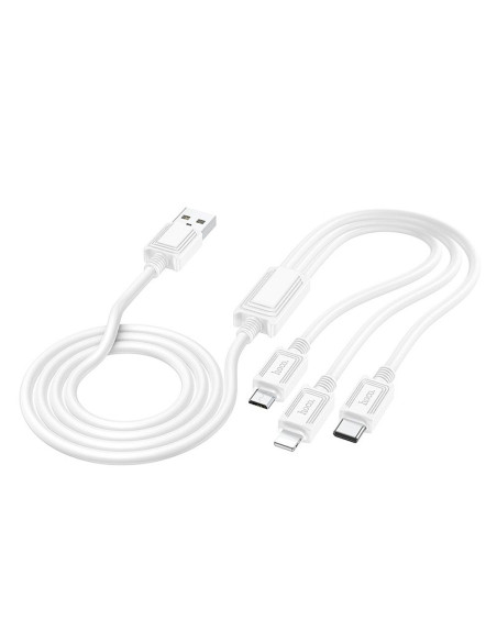 HOCO cable 3in1 USB A to Lightning / Micro USB / Type C 2A X76 1 m white