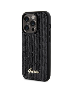 Véritable GUESS Case GUHCP13XPSFDGSK pour iPhone 13 Pro Max (Sequin Script Metal / Black) 2