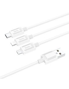 HOCO cable 3in1 USB A to Lightning / Micro USB / Type C 2A X76 1 m white 2