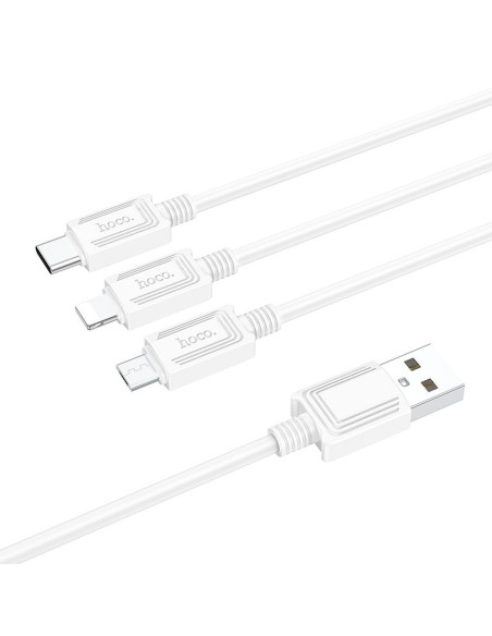 HOCO cable 3in1 USB A to Lightning / Micro USB / Type C 2A X76 1 m white