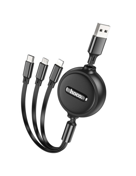 HOCO Câble 3-en-1 USB A vers Lightning / Micro USB / Type C 2A X75 1 m noir
