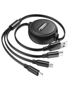 HOCO Câble 3-en-1 USB A vers Lightning / Micro USB / Type C 2A X75 1 m noir 2