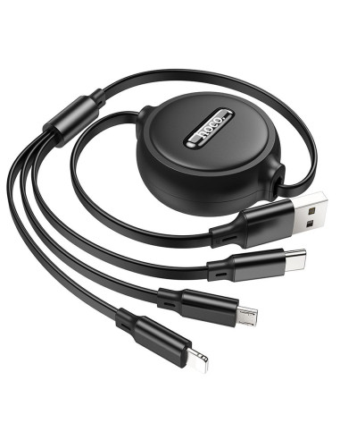 HOCO Câble 3-en-1 USB A vers Lightning / Micro USB / Type C 2A X75 1 m noir