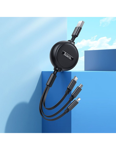 HOCO Câble 3-en-1 USB A vers Lightning / Micro USB / Type C 2A X75 1 m noir