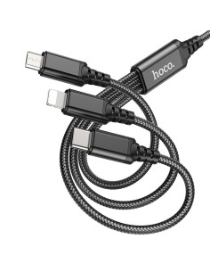 HOCO 3in1 Câble USB A vers Lightning / Micro USB / Type C 2A X76 1m noir