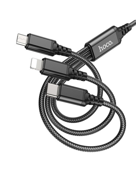 HOCO 3in1 Câble USB A vers Lightning / Micro USB / Type C 2A X76 1m noir