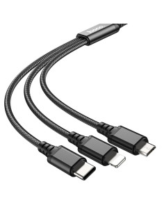 HOCO 3in1 Câble USB A vers Lightning / Micro USB / Type C 2A X76 1m noir 2