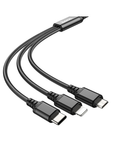HOCO 3in1 Câble USB A vers Lightning / Micro USB / Type C 2A X76 1m noir