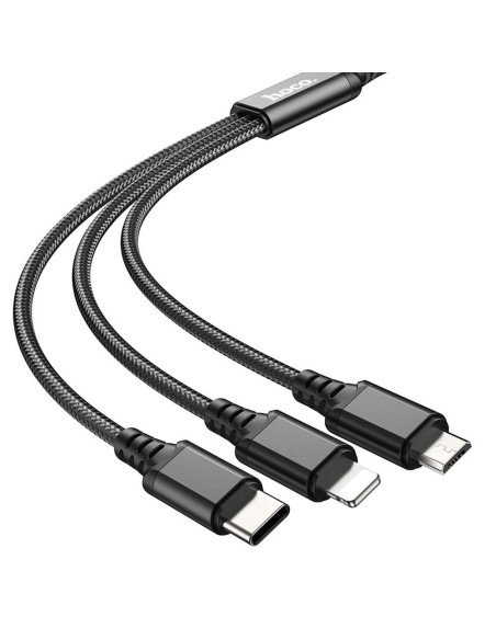HOCO 3in1 Câble USB A vers Lightning / Micro USB / Type C 2A X76 1m noir