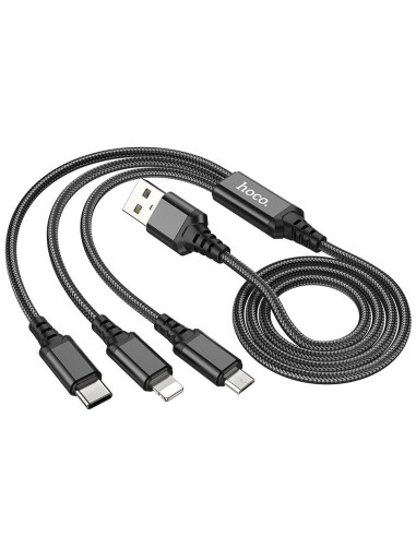 HOCO 3in1 Câble USB A vers Lightning / Micro USB / Type C 2A X76 1m noir