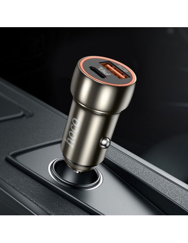 HOCO chargeur de voiture USB A + Type C PD QC3.0 3A 20W Z46A gris