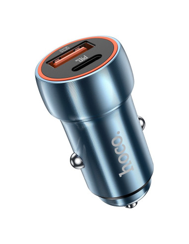 HOCO chargeur de voiture USB A + Type C PD QC3.0 3A 20W Z46A bleu