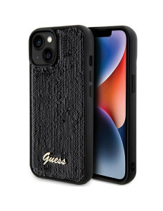 Véritable GUESS Case GUHCP14SPSFDGSK pour iPhone 14 (Sequin Script Metal / Black)