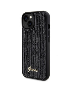 Véritable GUESS Case GUHCP14SPSFDGSK pour iPhone 14 (Sequin Script Metal / Black) 2