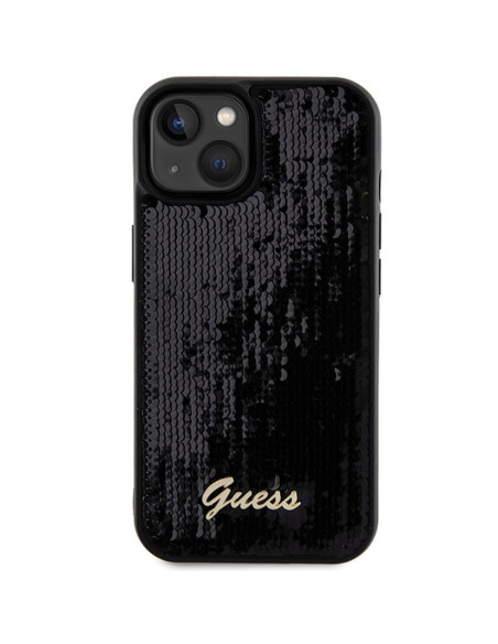 Véritable GUESS Case GUHCP14SPSFDGSK pour iPhone 14 (Sequin Script Metal / Black)