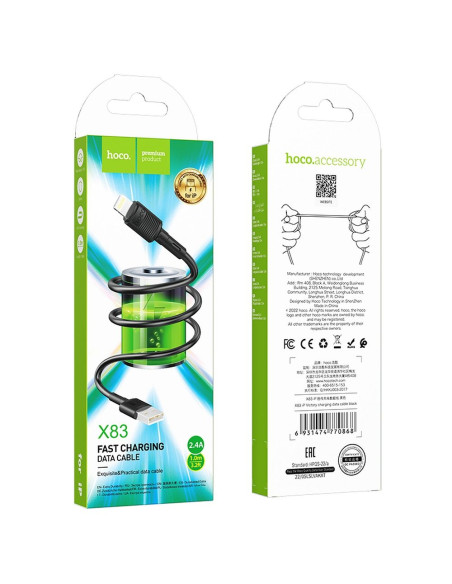 HOCO Câble USB A vers Lightning 2,4A X83 1 m noir