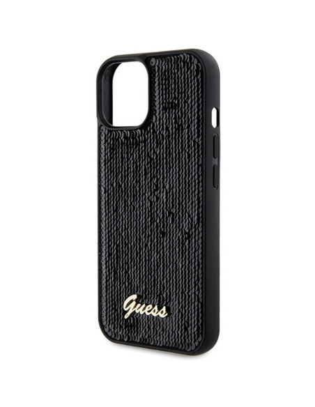 Véritable GUESS Case GUHCP14SPSFDGSK pour iPhone 14 (Sequin Script Metal / Black)