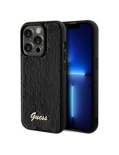 Véritable GUESS Case GUHCP14LPSFDGSK pour iPhone 14 Pro (Sequin Script Metal / Black)
