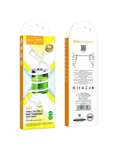 Câble HOCO Type C à Type C PD 3A 60W X83 1 m blanc