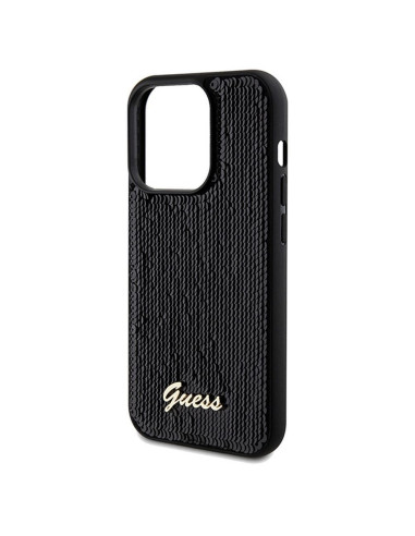 Véritable GUESS Case GUHCP14XPSFDGSK pour iPhone 14 Pro Max (Sequin Script Metal / Black)