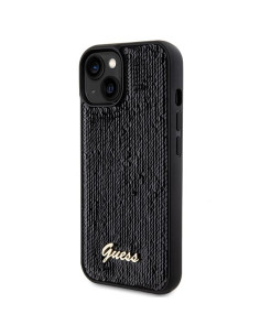 GUESS Coque pour IPHONE 13 / 14 / 15 GUHCP15SPSFDGSK (Sequin Script Metal) noir 2