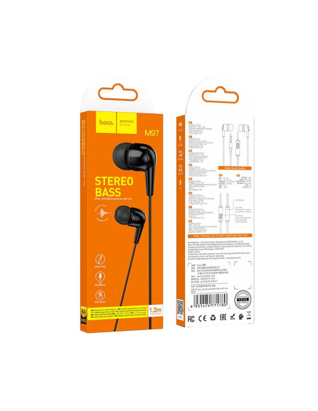 Écouteurs filaires HOCO 3,5 mm avec microphone M97 noir