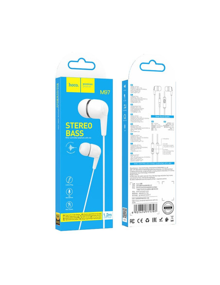 Écouteurs filaires HOCO 3,5 mm avec microphone M97 blanc