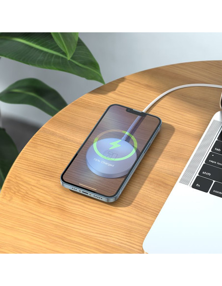 HOCO Chargeur inductif 3-en-1 de type C compatible avec MagSafe 15W CW41 blanc