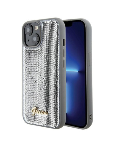 Coque GUESS pour IPHONE 13 / 14 / 15 GUHCP15SPSFDGSS (Sequin Script Metal) argenté