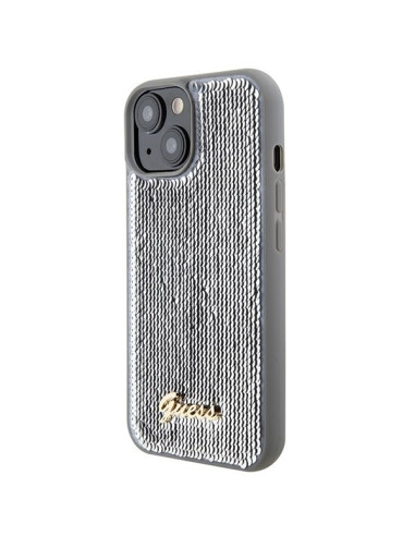 Coque GUESS pour IPHONE 13 / 14 / 15 GUHCP15SPSFDGSS (Sequin Script Metal) argenté