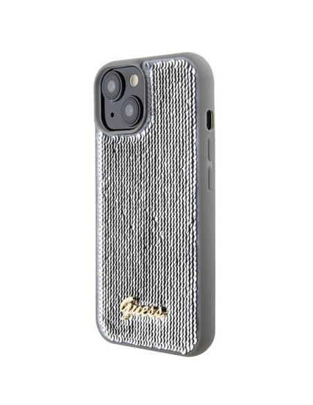 Coque GUESS pour IPHONE 13 / 14 / 15 GUHCP15SPSFDGSS (Sequin Script Metal) argenté