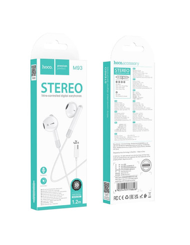 Écouteurs HOCO Type C avec microphone M93 blanc