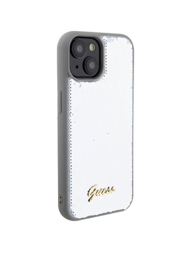 Coque GUESS pour IPHONE 13 / 14 / 15 GUHCP15SPSFDGSS (Sequin Script Metal) argenté