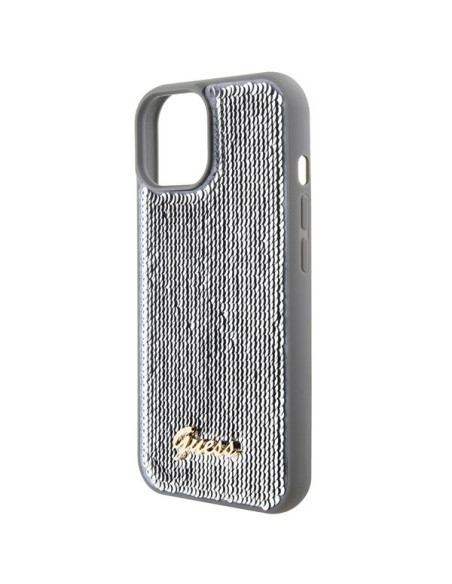 Coque GUESS pour IPHONE 13 / 14 / 15 GUHCP15SPSFDGSS (Sequin Script Metal) argenté