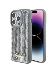 Coque GUESS pour IPHONE 15 Pro GUHCP15LPSFDGSS (Sequin Script Metal) argenté