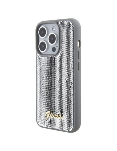 Coque GUESS pour IPHONE 15 Pro GUHCP15LPSFDGSS (Sequin Script Metal) argenté