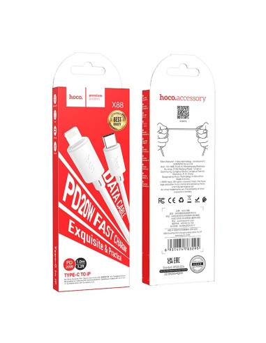 Câble HOCO Type C vers Lightning PD 2.4A 20W X88 1 m blanc