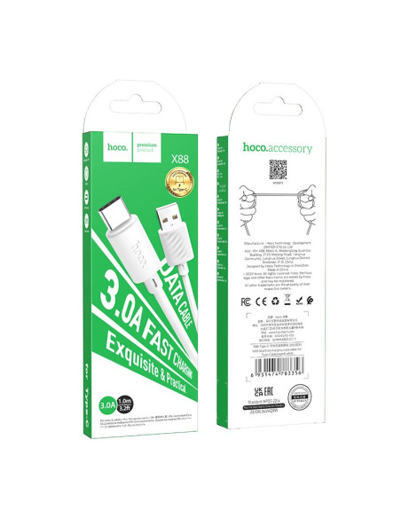 HOCO Câble USB A vers Type C 3A X88 1 m blanc