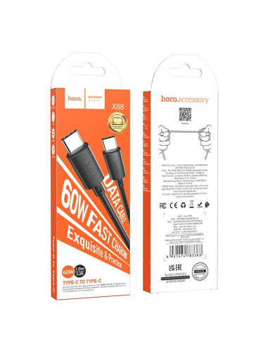 Câble HOCO Type C à Type C PD 3A 60W X88 1 m noir