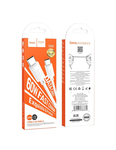 Câble HOCO Type C à Type C PD 3A 60W X88 1 m blanc