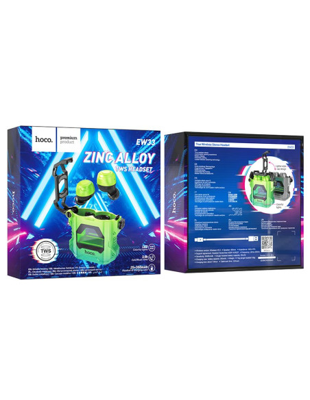 Écouteurs sans fil bluetooth HOCO TWS EW33 vert