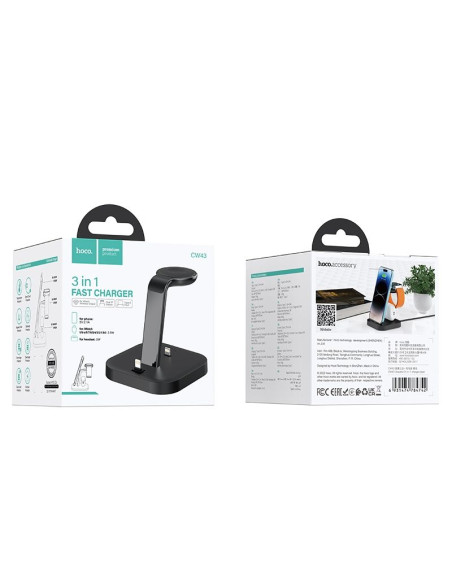 HOCO Chargeur à induction 3 en 1 Graceful CW43 noir
