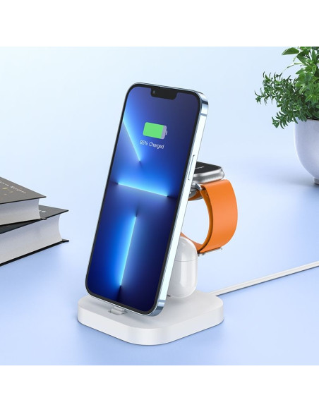 Chargeur inductif 3 en 1 HOCO CW43 blanc