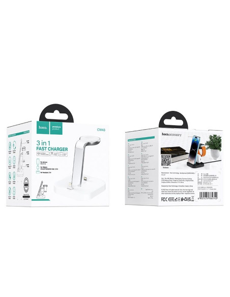 Chargeur inductif 3 en 1 HOCO CW43 blanc