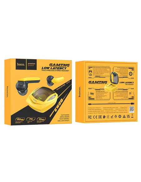 Écouteurs sans fil bluetooth HOCO TWS EW28 jaune