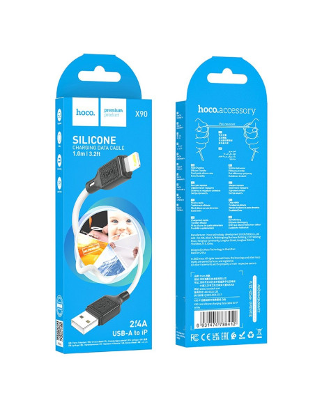 HOCO cable USB A to Lightning 2,4A X90 1m white