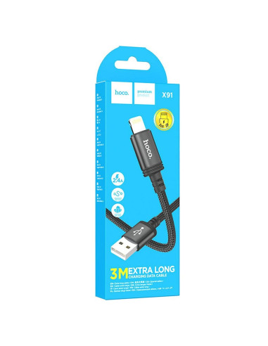 HOCO Câble USB A vers Lightning 2.4A X91 3m noir