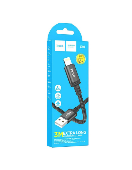 HOCO Câble USB A vers Lightning 2.4A X91 3m noir
