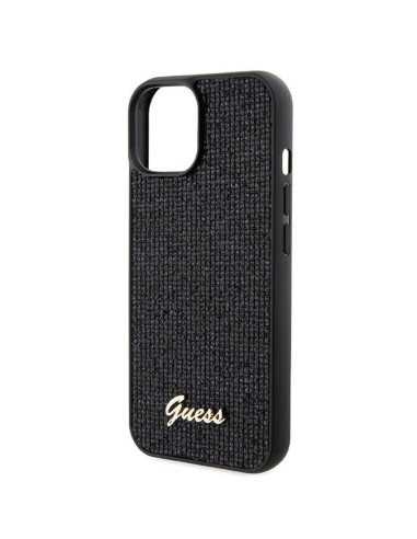 Véritable GUESS Case GUHCP15SPMSDGSK pour iPhone 15 (Disco Script Metal / Black)