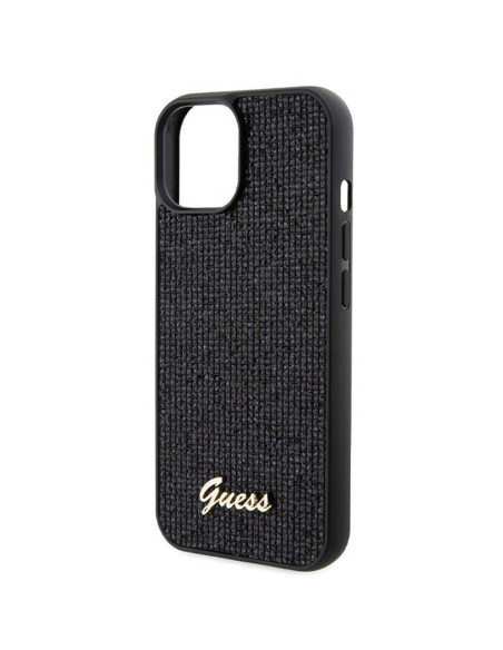 Véritable GUESS Case GUHCP15SPMSDGSK pour iPhone 15 (Disco Script Metal / Black)